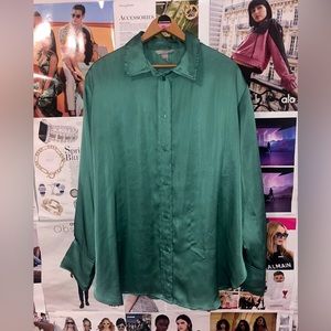 Emerald Geeen Oversized Button Down Blouse